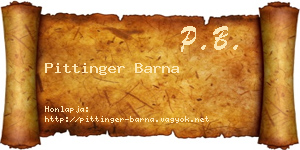 Pittinger Barna névjegykártya